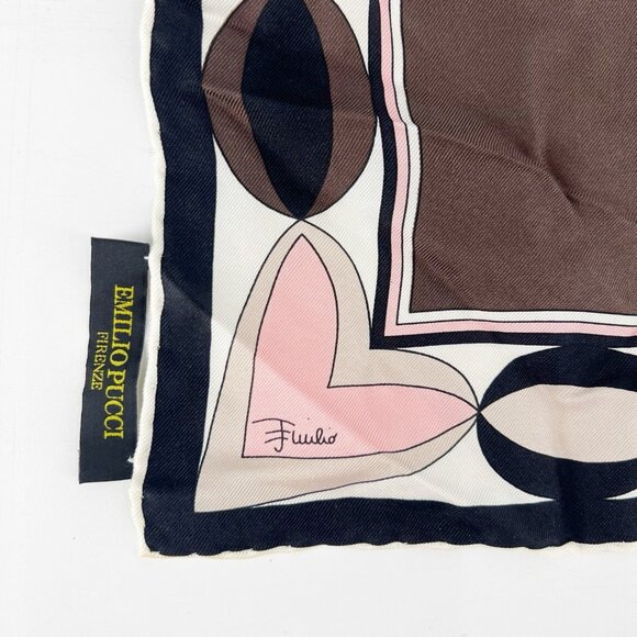 Emilio Pucci Firenze Print Silk Twill Square Scarf Abstract Geometric Italy - Picture 2 of 4